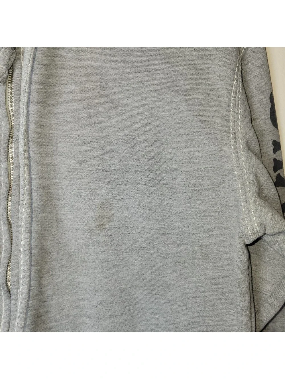 VTGTrue Religion Men's Gray Full Zip Hoodie Big T Stitching Sleeve Size M READ